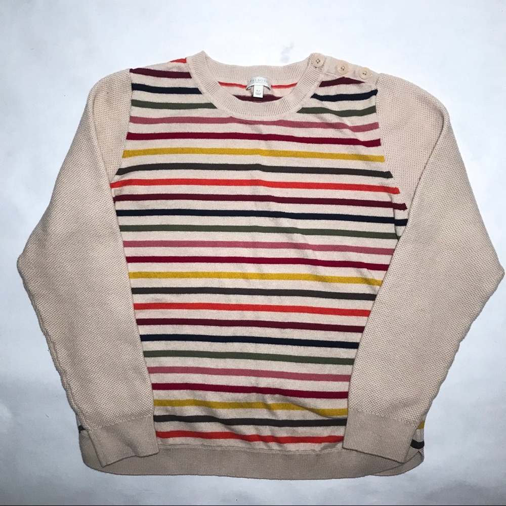 Talbots multicolored striped crew neck sweater PL